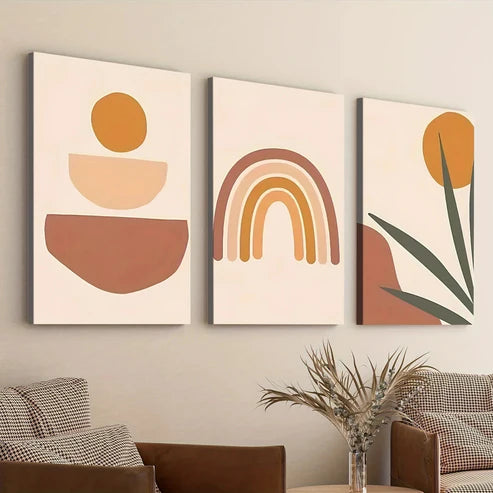 3pcs Classic Modern Style Abstract Pinewood  Art Set Canvas Unframed - High Quality Print 100% Australian Made Wall Canvas - Bella Home Decor