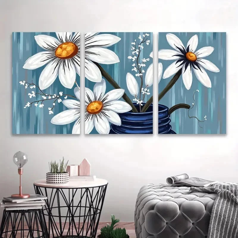 3pcs Magritte Inspired Floral Painting Wall Art Set Canvas Framed 40x60cm - High Quality Print 100% Australian Made Wall Canvas Ready to Hang