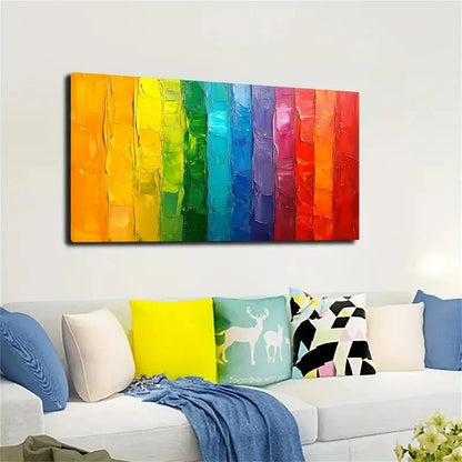 Vibrant Colorful Paint Strips Wall Art canvas office home room framed 120x60cm - Bella Home Decor