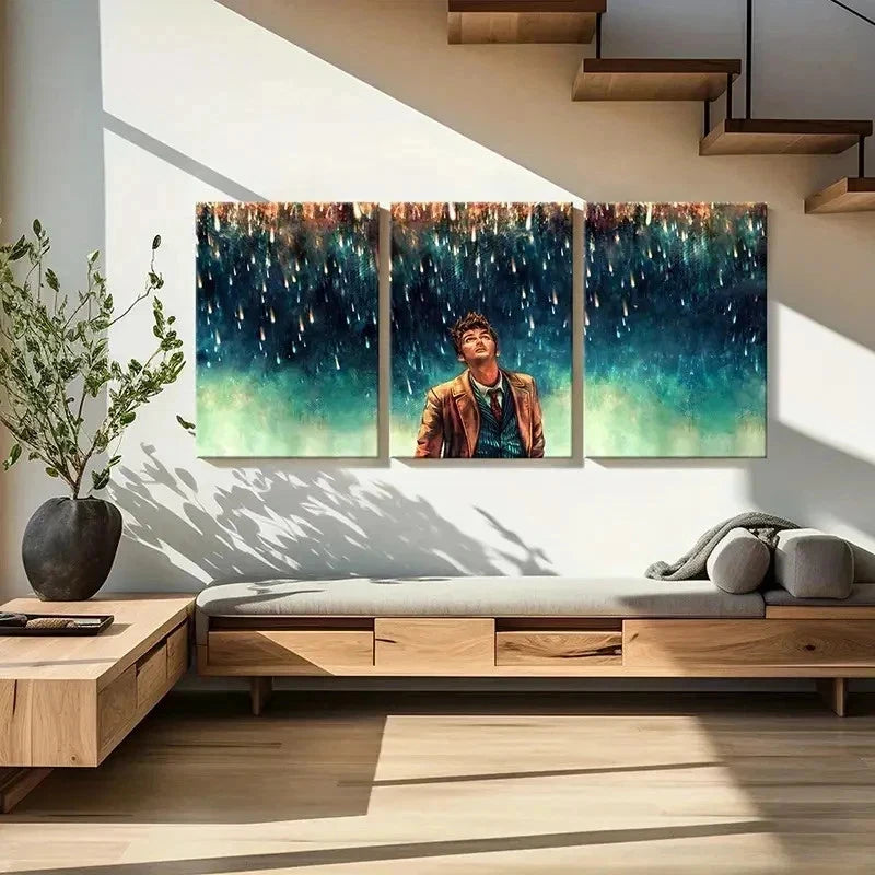 3pcs Time Traveler Doctor Sci-Fi Movie Themed Wall Art Set Canvas Framed 50x70cm - High Quality Print 100% Australian Made Wall Canvas Ready to Hang - Bella Home Decor