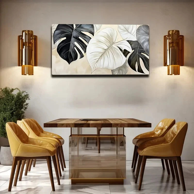 Vibrant Green Leaf Design Wall Art canvas office home room framed 120x60cm