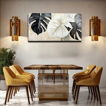 Vibrant Green Leaf Design Wall Art canvas office home room framed 120x60cm
