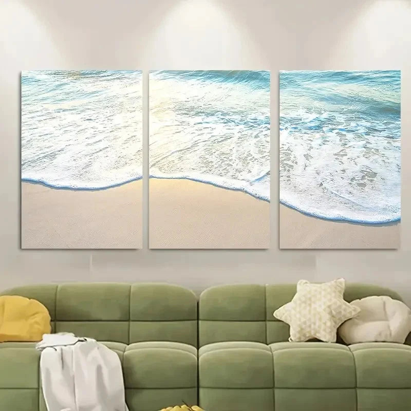 3pcs Ocean Wave Wall Art Metal Print Ready to Hang Art