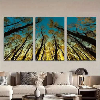 3pcs Triptychof Trees in Forest Metal Print Ready to Hang Art