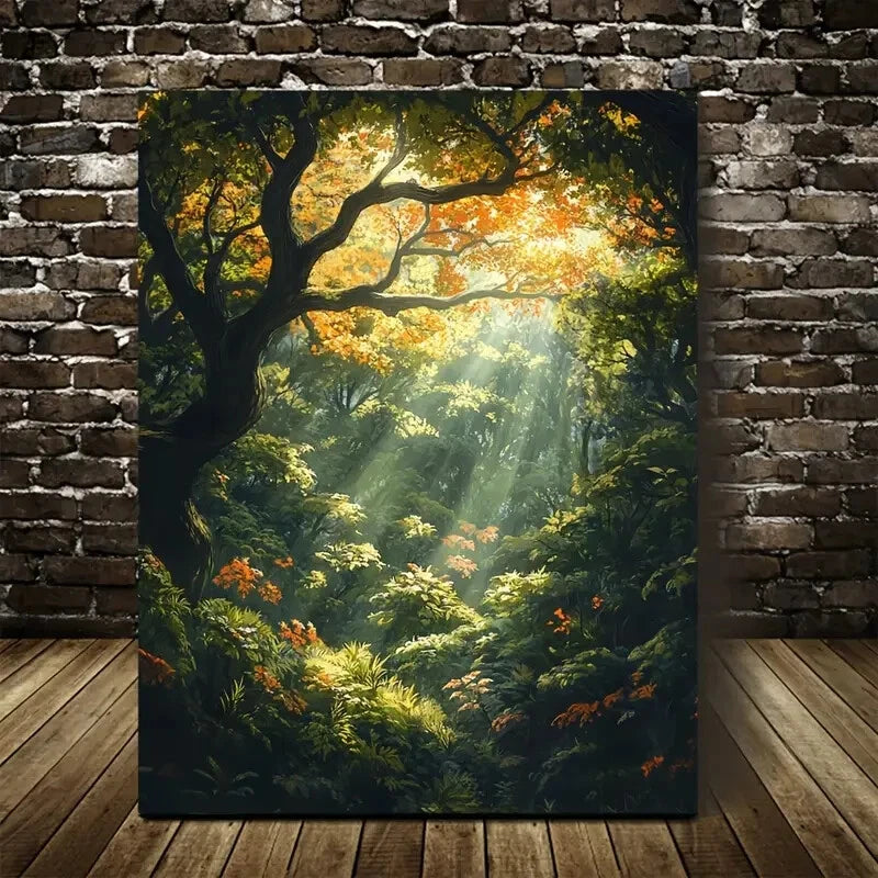 Beautiful Flourishing Maple Forest Painting 40x60cm Metal Print Ready to Hang - Bella Home Decor