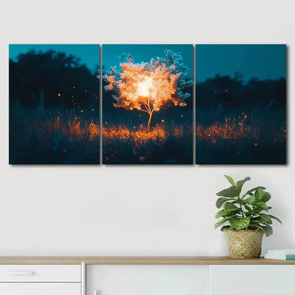 3pcs Featuring An Autumn Dark Light Tree Perfect Wall Art Canvas Unframed - High Quality Print 100% Australian Made Wall Canvas