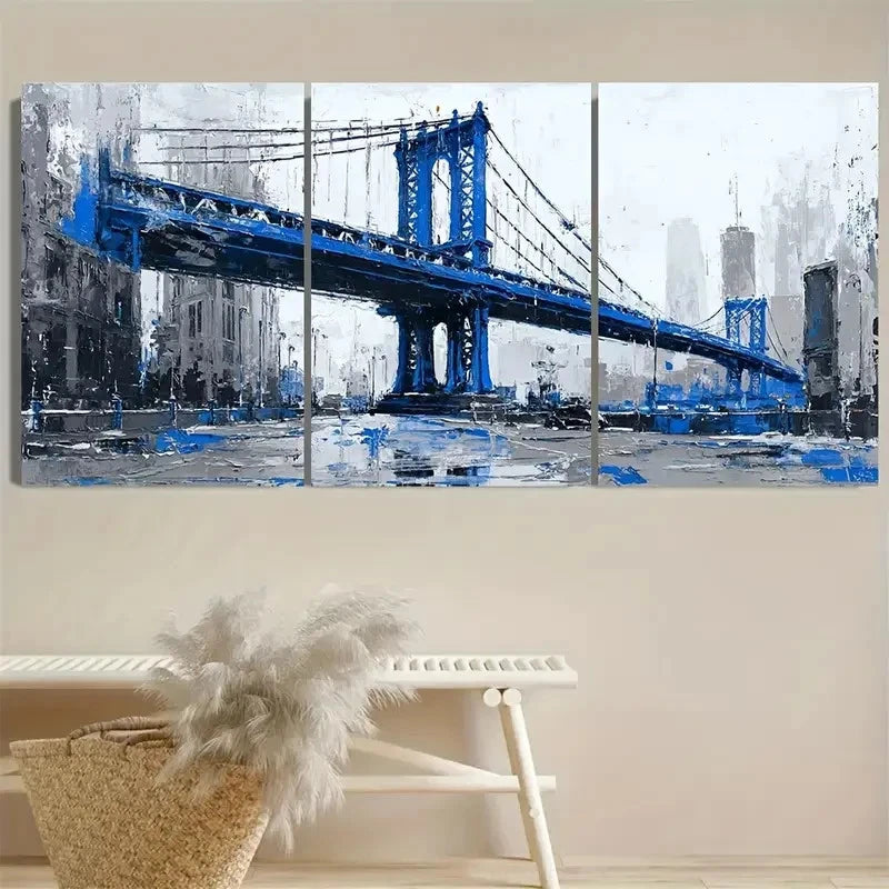 3pcs Dark Bridge Modern Art Wall Art Set Canvas Framed 50x70cm - High Quality Print 100% Australian Made Wall Canvas Ready to Hang - Bella Home Decor
