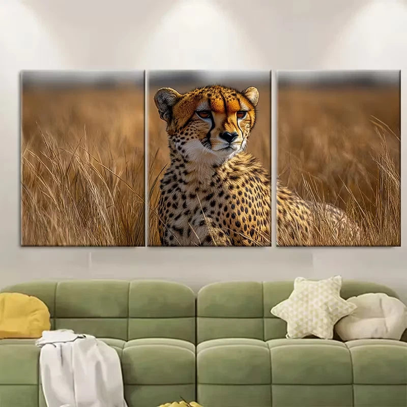 3pcs Cheetah Funny Safari Wildlife Metal Print Ready to Hang Art - Bella Home Decor