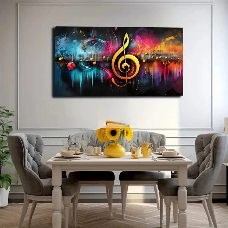 Smooth Lines Musical Notes Wall Art Canvas Office Home Room Framed 120x60cm