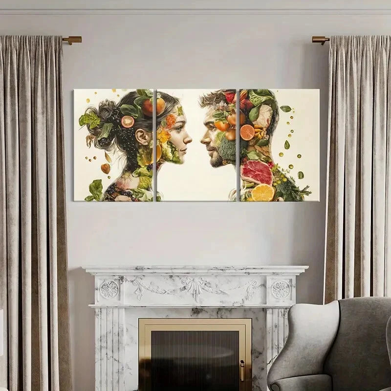 3pcs Abstract Art Lovers Vintage Wall Art Painting Metal Print Ready to Hang Art - Bella Home Decor