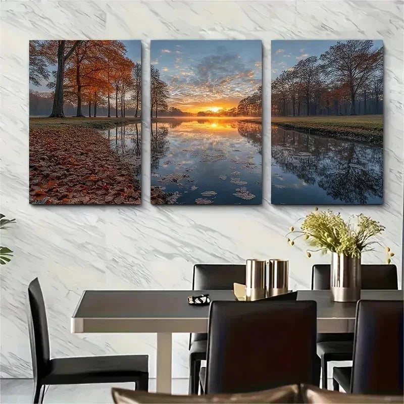 3pcs Bord Du Ruisseau Nature Perfect Wall Art Set Canvas Framed 50x70cm - High Quality Print 100% Australian Made Wall Canvas Ready to Hang - Bella Home Decor