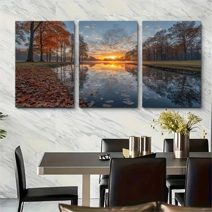 3pcs Bord Du Ruisseau Nature Perfect Wall Art Set Canvas Framed 50x70cm - High Quality Print 100% Australian Made Wall Canvas Ready to Hang - Bella Home Decor