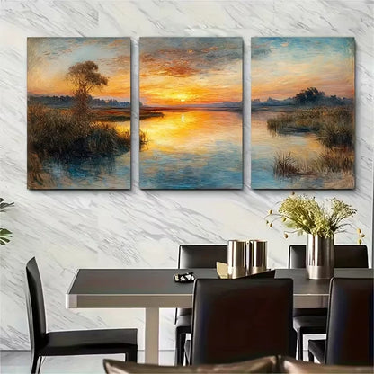 3pcs Joseph Mallord Landscape Metal Print Ready to Hang Art
