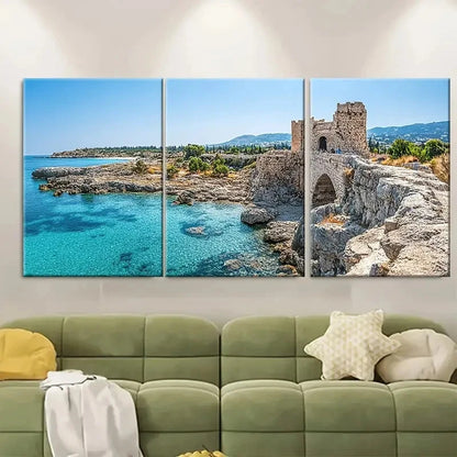 3pcs Cyprus Travel Prints NI  Wall Art Set Canvas Framed 60x90cm - High Quality Print 100% Australian Made Wall Canvas Ready to Hang - Bella Home Decor