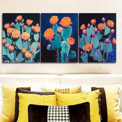 3pcs Night cactus Painting Wall Art Set Canvas Unframed - High Quality Print 100% Australian Made Wall Canvas
