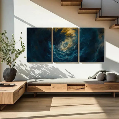 3pcs Moonlit Sky Celestial Clouds Starry Night Metal Print Ready to Hang Art - Bella Home Decor