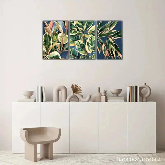 3pcs Leaves Decoration Poster Botanical Art Metal Print Ready to Hang Art