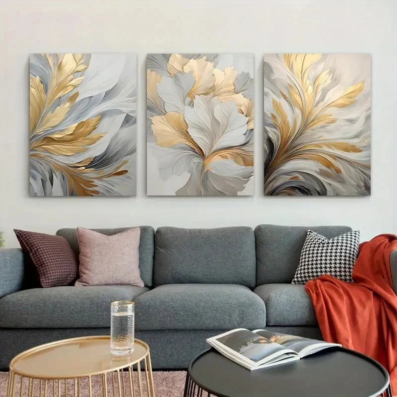 3pcs Modern Abstract Wall Art Luxury Posters Metal Print Ready to Hang Art - Bella Home Decor