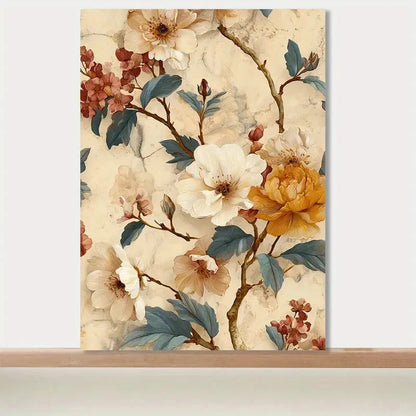 Beautiful Elegant White Peach & Pink Painting 40x60cm Metal Print Ready to Hang