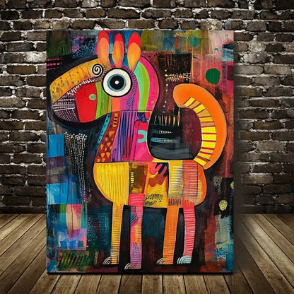 Beautiful Contemporary Abstract Dog Bohemian Painting 40x60cm Metal Print Ready to Hang - Bella Home Decor