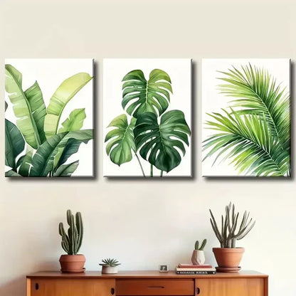 3pcs Tropical Leaf Spring and Summer Themes Wall Art Canvas Unframed - High Quality Print 100% Australian Made Wall Canvas