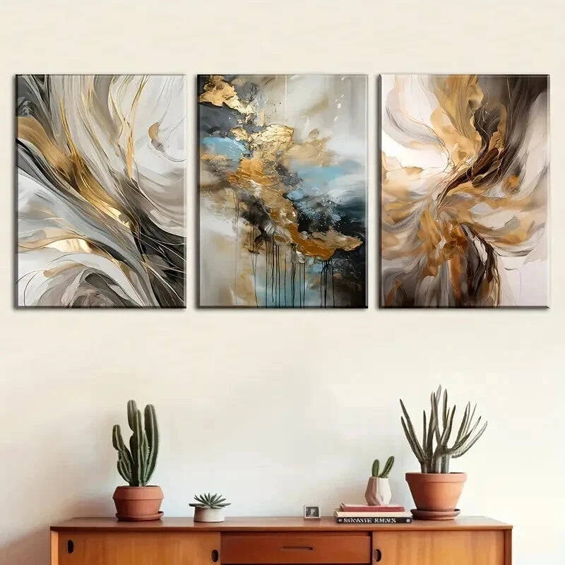 3pcs Featuring Abstract Luxury Décor Perfect Wall Art Set Canvas Framed 50x70cm - High Quality Print 100% Australian Made Wall Canvas Ready to Hang - Bella Home Decor