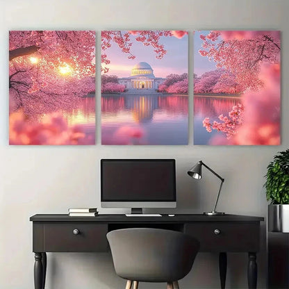 3pcs Washington DC Cherry Blossom Festival Metal Print Ready to Hang Art - Bella Home Decor