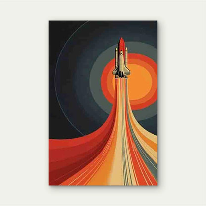 Vintage Space Shuttle Launching Metal Print Ready to Hang