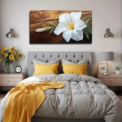 Flowers Placed On Wooden Boards Wall Art Canvas Office Home Room Framed 120x60cm