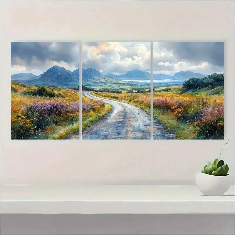 3pcs Irish Road Painting Ring Of Kerry Metal Print Ready to Hang Art