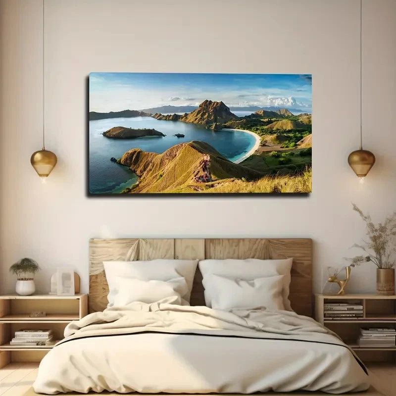 Komodo Dragon Island Wall Art Canvas Office Home Room Framed 120x60cm