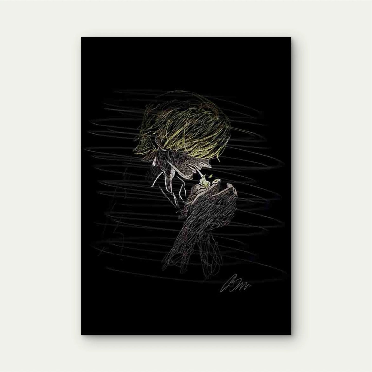Golden Haired Man Lighting Cigarette 40x60cm Metal Print Ready to Hang - Bella Home Decor