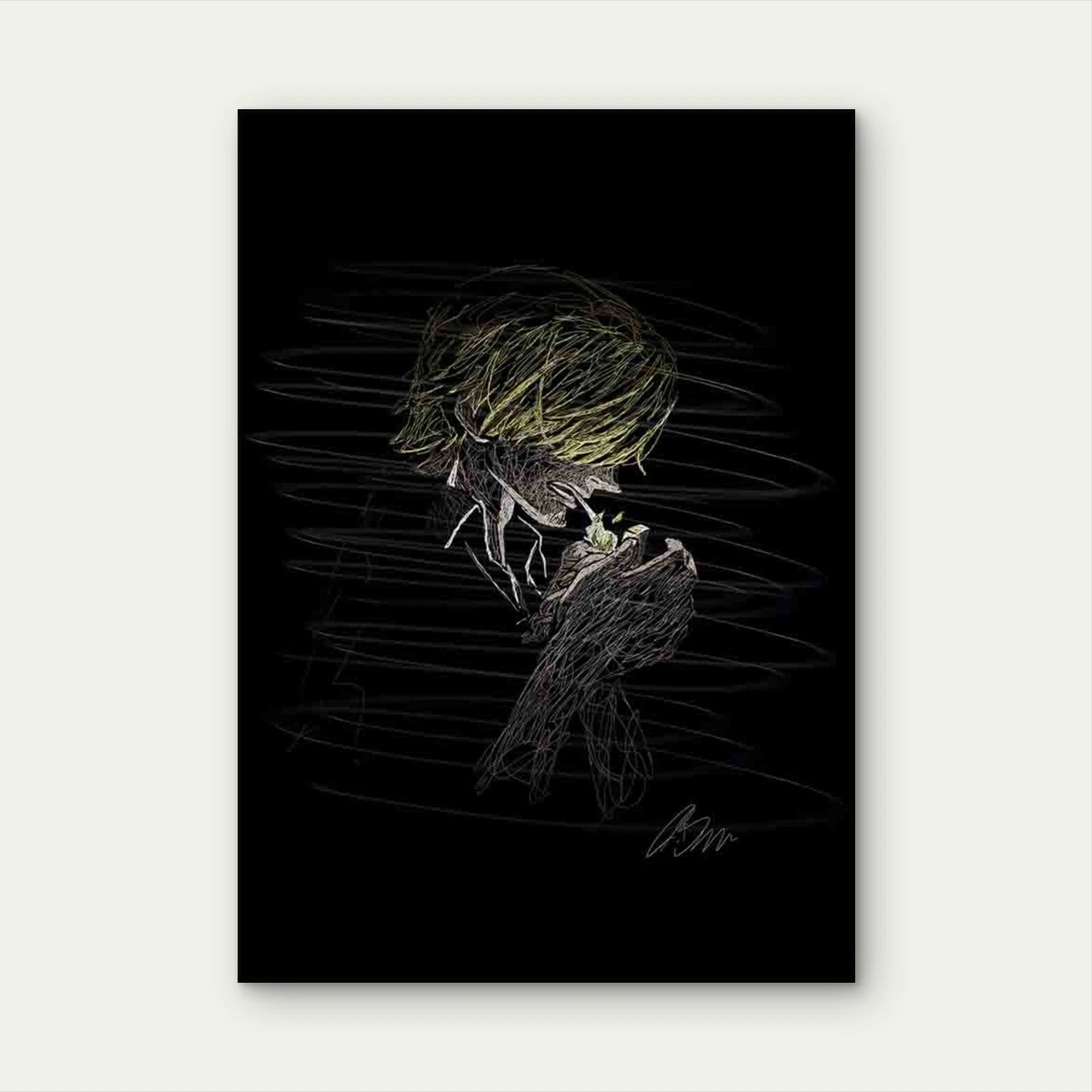 Golden Haired Man Lighting Cigarette 40x60cm Metal Print Ready to Hang - Bella Home Decor