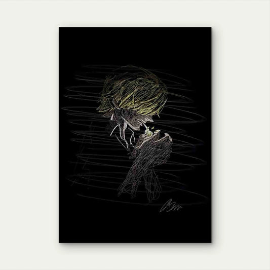 Golden Haired Man Lighting Cigarette 40x60cm Metal Print Ready to Hang - Bella Home Decor
