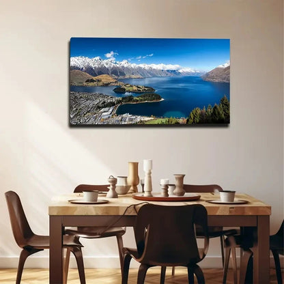 Snowy Mountain & Blue Sea Wall Art Canvas Office Home Room Framed 120x60cm
