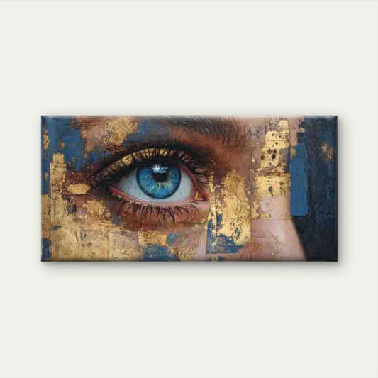 Golden Eye, an Abstract Wall Art Canvas Office Home Room Framed 120x60cm
