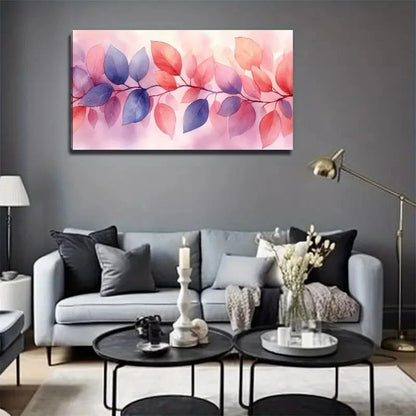 Pink Leaves Decorative Wall Art Canvas Office Home Room Framed 120x60cm
