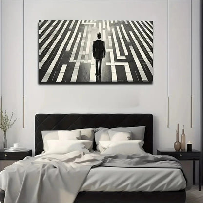A Man In A Suit Walking Through Wall Art Canvas Office Home Room Framed 120x60cm