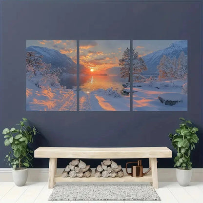 3pcs Lake Chelan Painting Washington Watercolor Metal Print Ready to Hang Art - Bella Home Decor