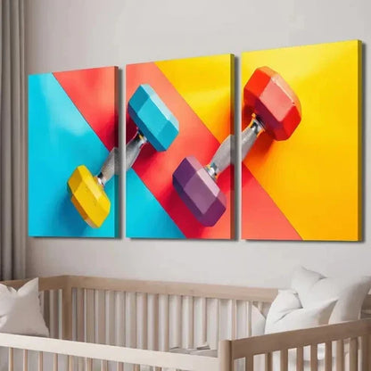 3pcs Fitness & Bodybuilding Dumbbell Wall Art Canvas Unframed - High Quality Print 100% Australian Made Wall Canvas
