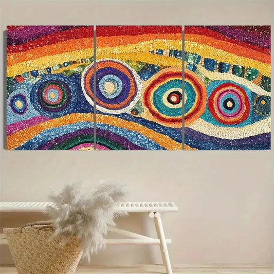 3pcs Vibrant Abstract Aboriginal Wall Art Set Canvas Framed 40x60cm - High Quality Print 100% Australian Made Wall Canvas Ready to Hang