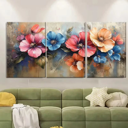 3pcs Bright Floral Metal Print Ready to Hang Art - Bella Home Decor
