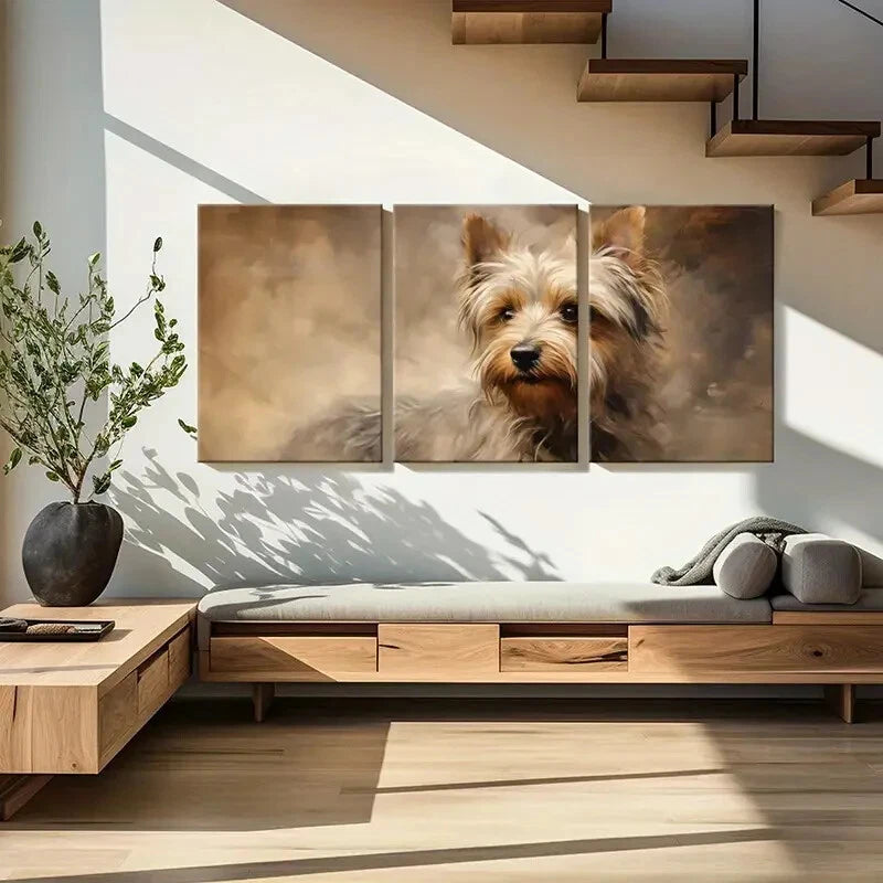 3pcs Abstract Animal Art Dog Artistic Yorkshire Metal Print Ready to Hang Art - Bella Home Decor