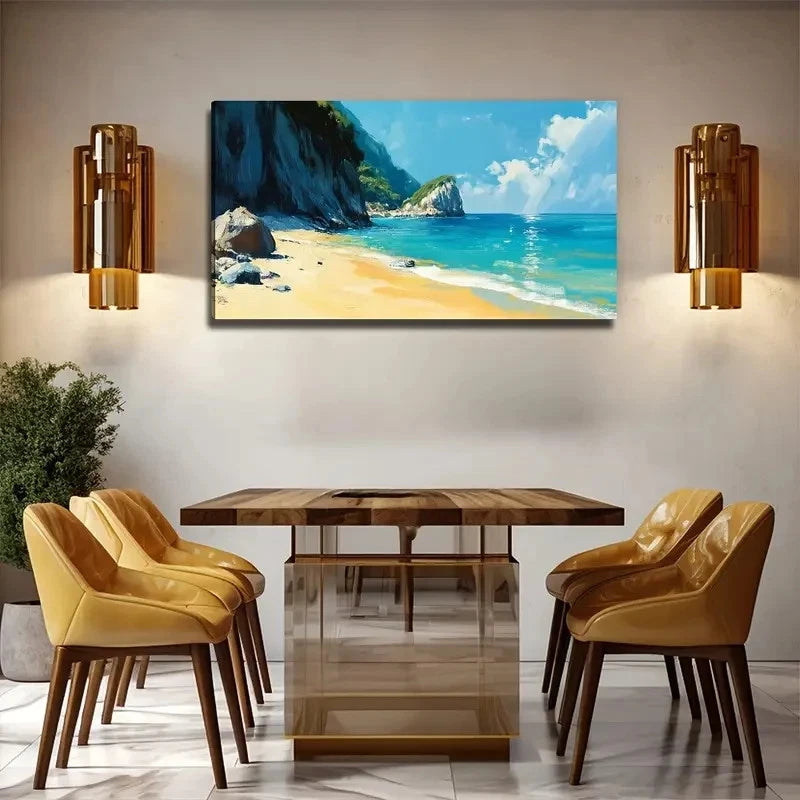 Sea Water Beach Suitable Wall Art Canvas Office Home Room Framed 120x60cm