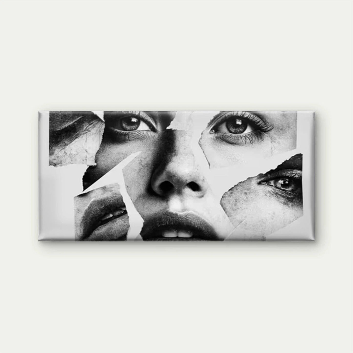Black & White Face Fragment Wall Art Canvas Office Home Room Framed 120x60cm