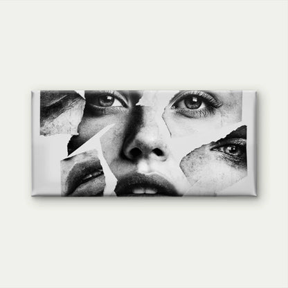 Black & White Face Fragment Wall Art Canvas Office Home Room Framed 120x60cm