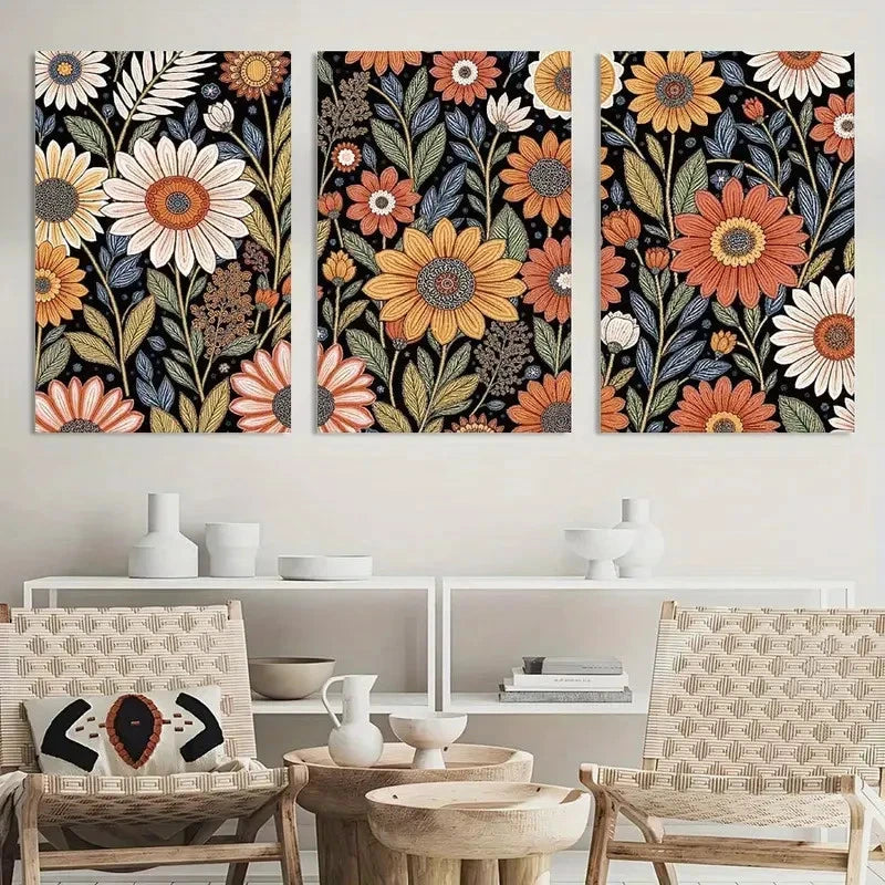 3pcs Painting Abstract Boho Colorful Metal Print Ready to Hang Art - Bella Home Decor