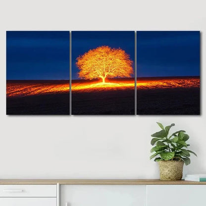 3pcs Dark Autumn Tree Light Shine Perfect Wall Art Canvas Unframed - High Quality Print 100% Australian Made Wall Canvas - Bella Home Decor