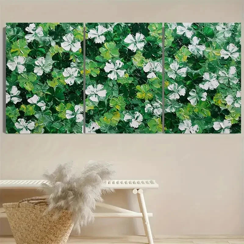 3pcs Clover Leaves on Canvas, Relaxing Wall Art Set Canvas Framed 50x70cm - High Quality Print 100% Australian Made Wall Canvas Ready to Hang - Bella Home Decor