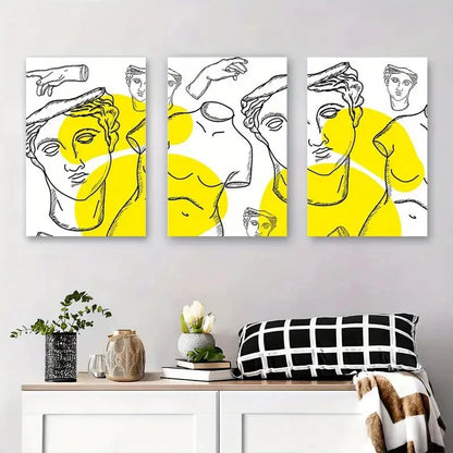 3pcs Abstract Classic Portrait Line Art Metal Print Ready to Hang Art - Bella Home Decor